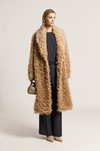 Cappotto doppiopetto in eco-pelliccia