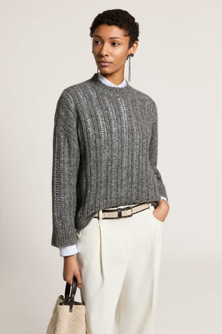 Maglia in filato d'alpaca, seta, cashmere e lamé