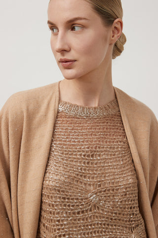 Alpaca mesh knit relaxed fit sweater  