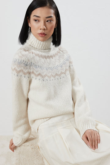 Alpaca and wool Nordic pattern sweater  