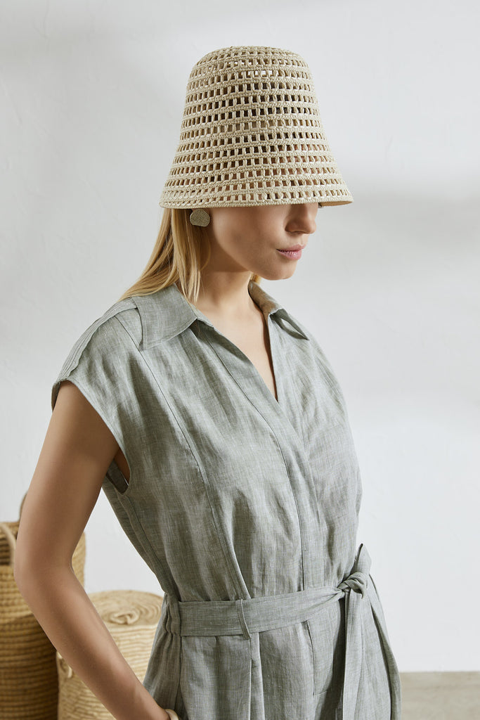 Handwoven lampshade hat with Punto Luce chain  