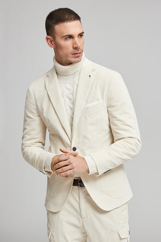 Stretch cotton corduroy single.breasted blazer  