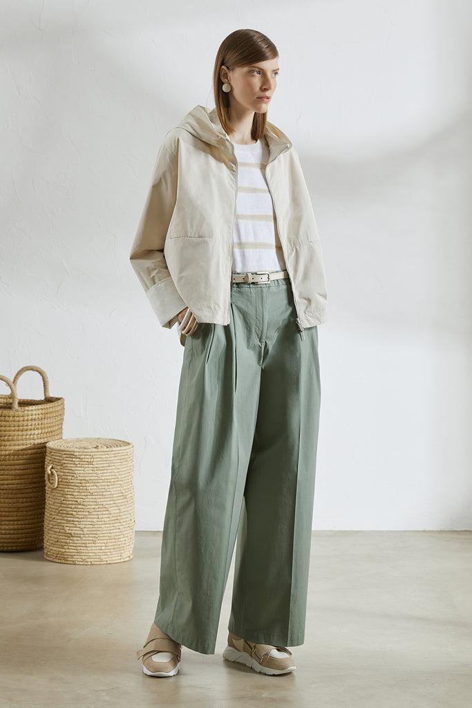 Washed elasticated cotton trousers  