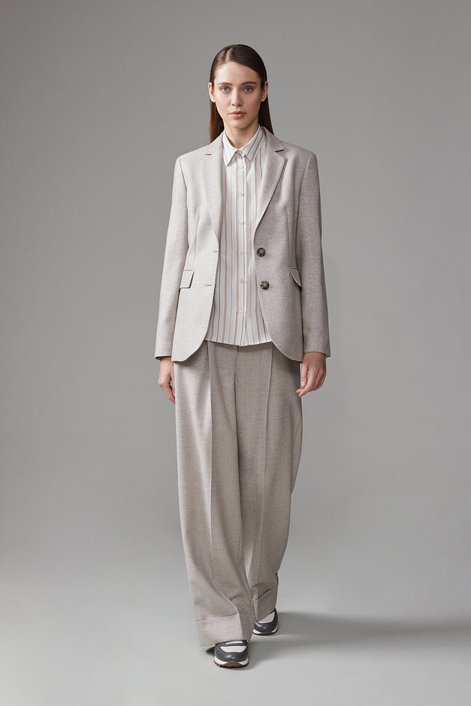 Stretch wool and lurex palazzo trousers  