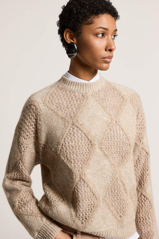 Maglia a rombi in lana, cotone e alpaca