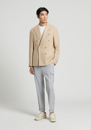 Blazer doppiopetto in tessuto armaturato misto lana
