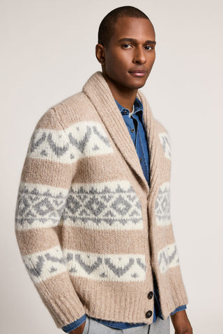 Cardigan in alpaca, lana e cotone