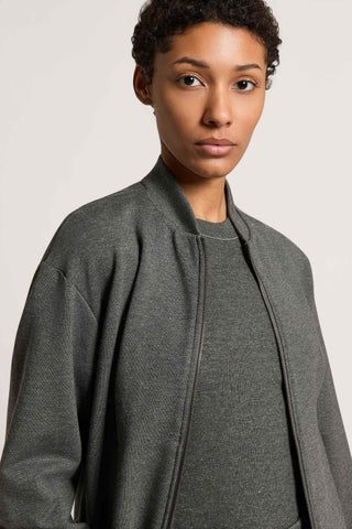 Felpa in cotone e viscosa con zip