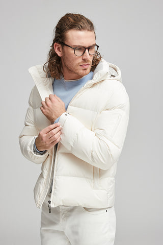 Goose down jacket in anti-drop technical microfiber  