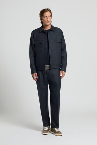 Overshirt in gabardina di puro lino