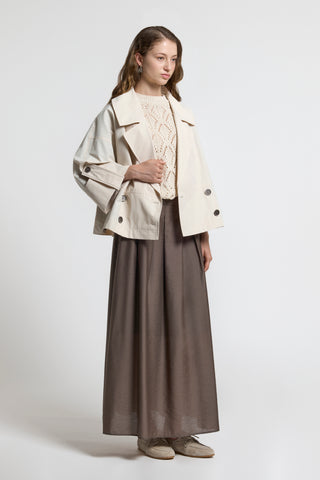 Flared lyocell-blend fabric skirt