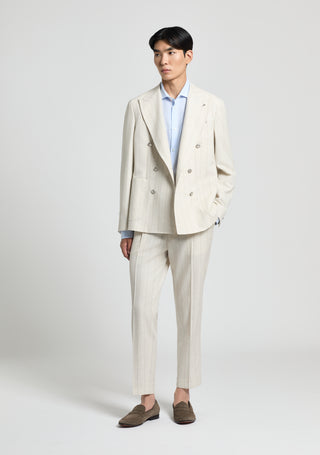 Pantalone a righe in misto cotone lana