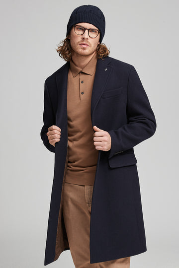 Pure wool single-breasted coat  