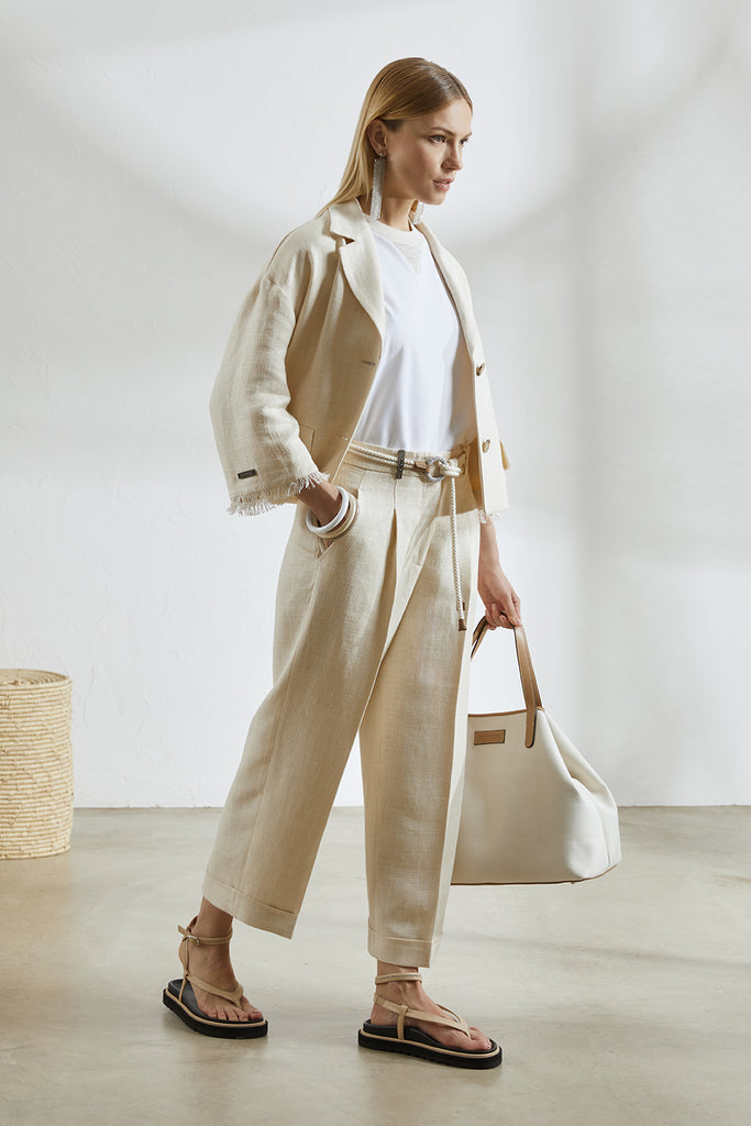 Linen and viscose blend trousers  