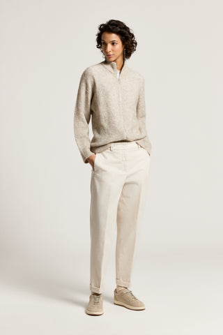 Maglia con zip bouclé con micro paillettes