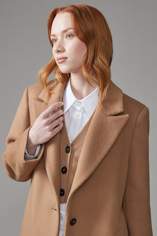 Wool blend single-breasted coat  