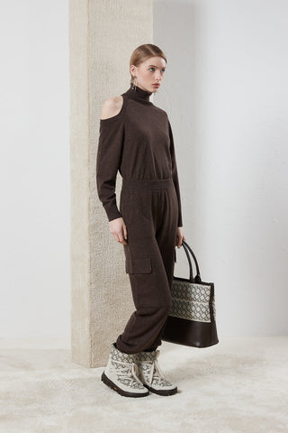 Wool, silk and cashmere baggy cargo pants  