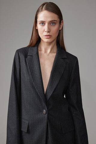 Pinstripe viscose flannel single-breasted blazer  