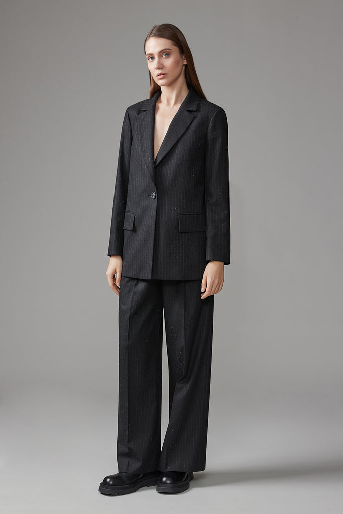 Pinstripe viscose flannel single-breasted blazer  