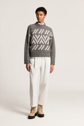 Maglia tricot in alpaca, lana e seta