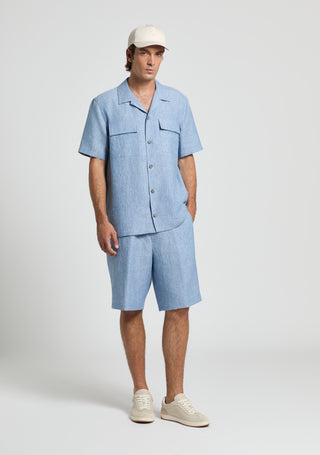 Bermuda jogger in tela di lino