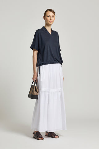 Long white cotton voile skirt