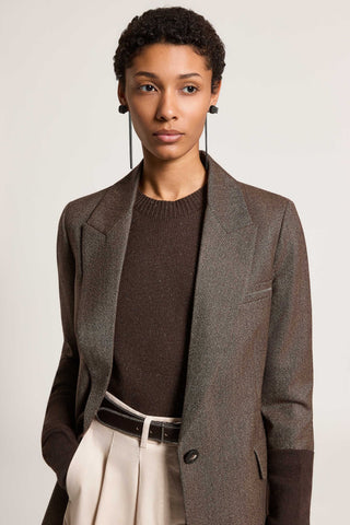 Blazer monopetto in tela di lana jaspé