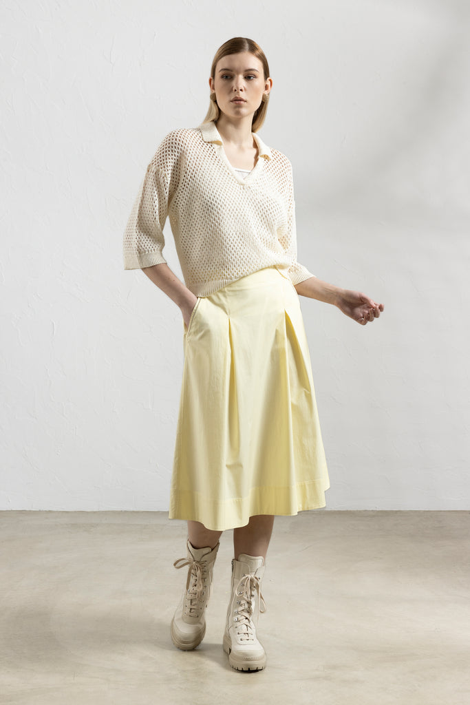 Pure cotton mesh-knit sweater with mini sequins  