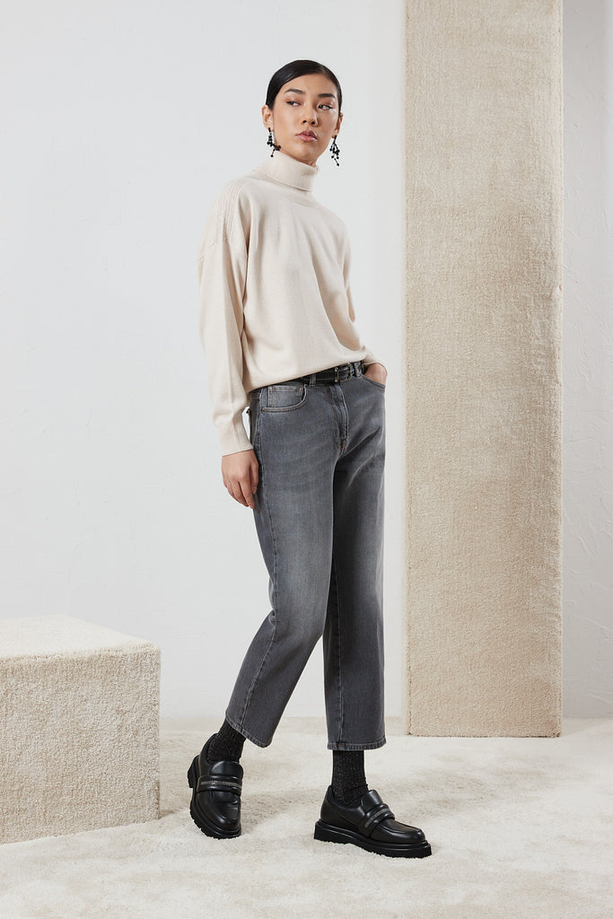 Wool, silk and cashmere crewneck sweater  