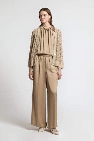 Viscose-blend satin trousers