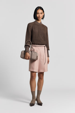 Pure linen gabardine shorts