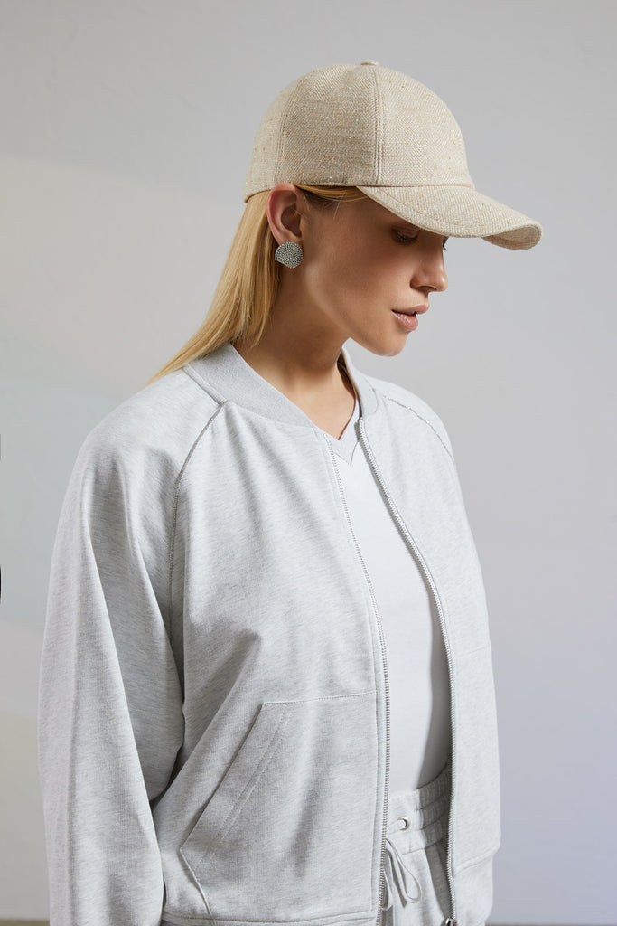Melange cotton sweatshirt with tricot details  