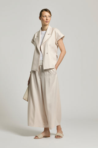 T-shirt in piquet di cotone lino fiammato
