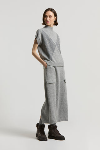 Cashmere, silk, alpaca and wool skirt