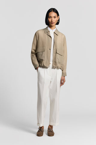 Combed cotton gabardine trousers with darts