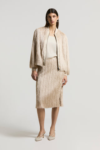 Lurex viscose fringed skirt