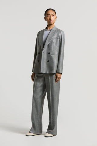 Pinstripe lurex wool flannel blazer