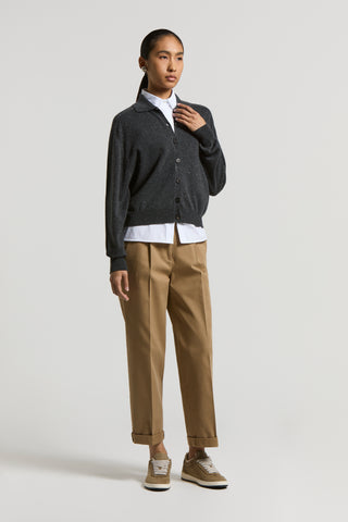 Stretch cotton poplin top