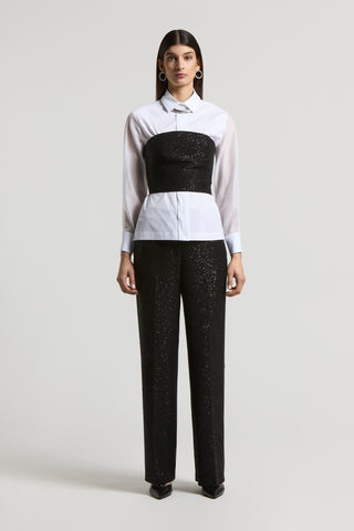 Micro-sequinned wool trousers