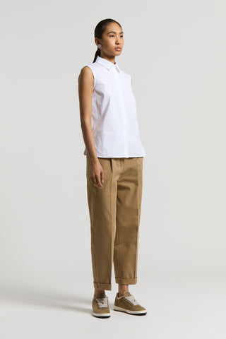 Peach-hand cotton gabardine trousers