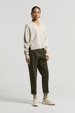 Polished cotton twill trousers