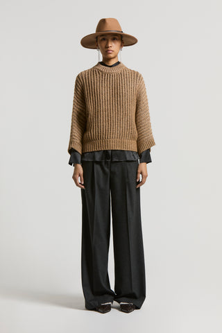 Wool and cashmere flannel trousers