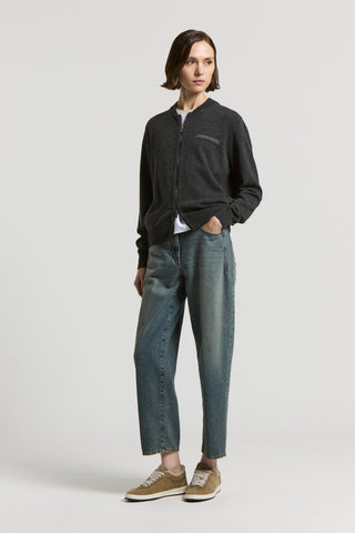 Washed denim cigarette jeans