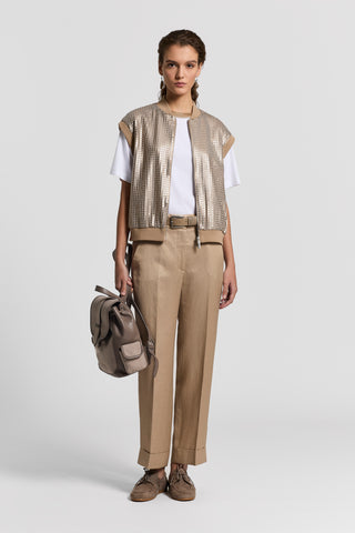 Linen and viscose twill trousers