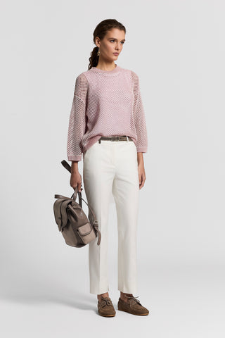 Cropped flared trousers in viscose cotton