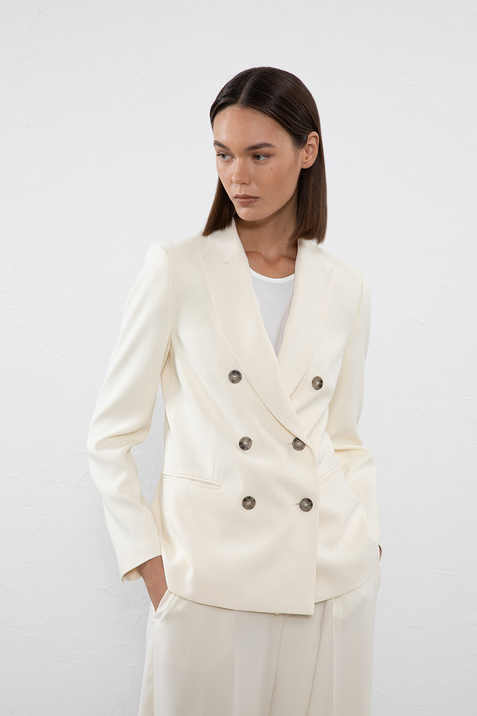 Double-breasted blazer in crêpe cady  