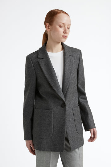 Jersey and wool single-breasted blazer  