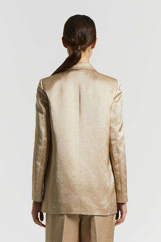 Single-breasted viscose and linen satin blazer