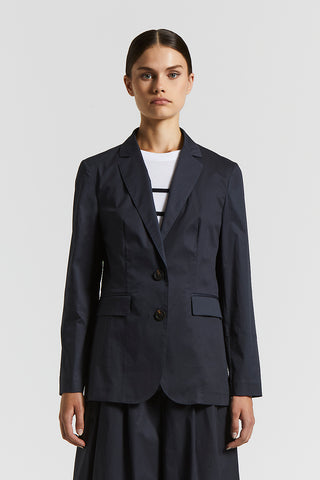 Single-breasted blazer in stretch cotton satin