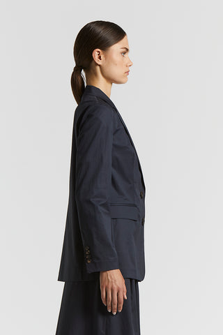 Single-breasted blazer in stretch cotton satin